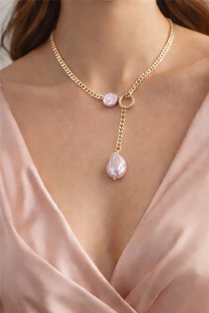 Baroque Pearl Drop Necklace – Gold - ELLY