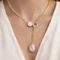 Baroque Pearl Drop Necklace – Gold - ELLY