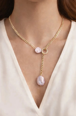Baroque Pearl Drop Necklace – Gold - ELLY