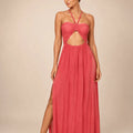 Beetroot Sunset Cut - Out Maxi Dress - ELLY