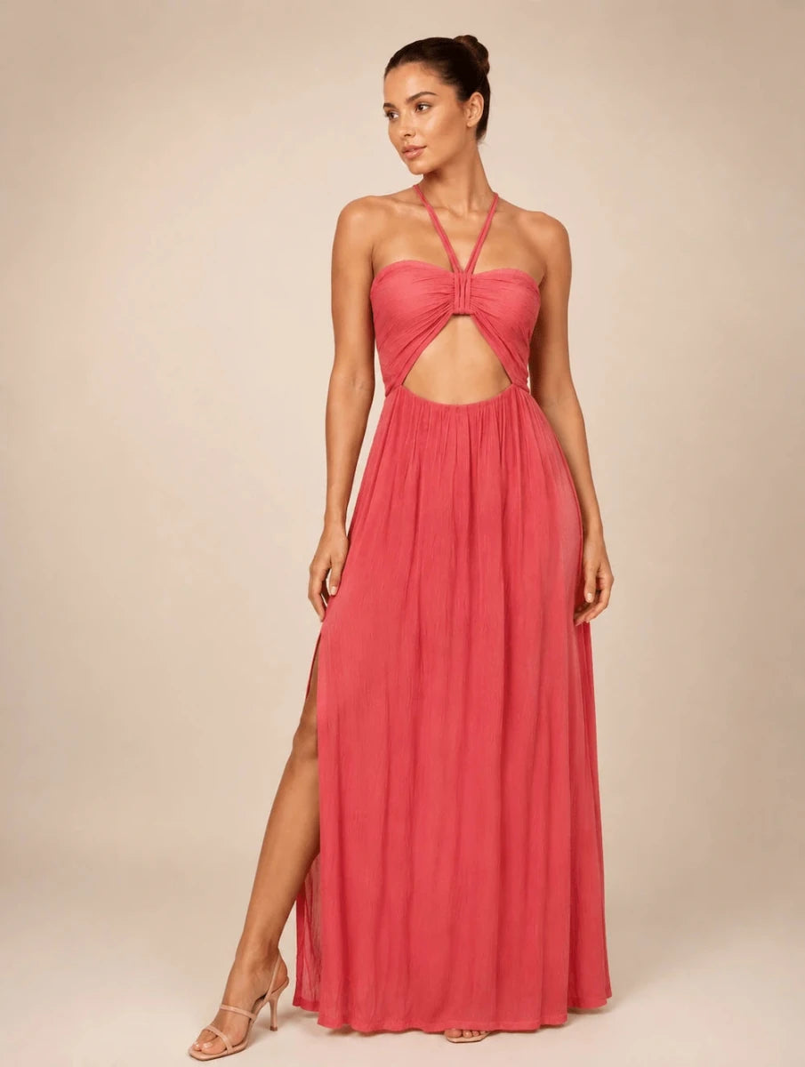 Beetroot Sunset Cut - Out Maxi Dress - ELLY