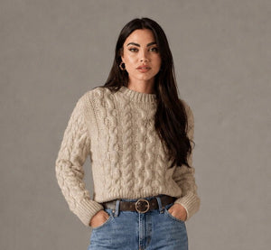 Beige Short Knit Sweater - ELLY
