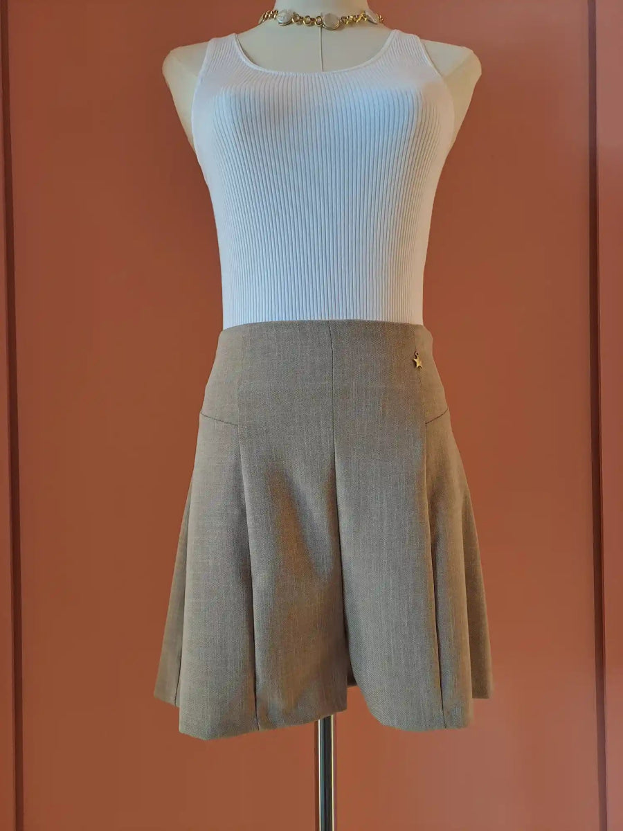 Beige Tailored Mini Shorts - ELLY