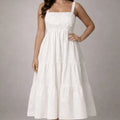 Bianco Seta Embroidered Midi Dress - ELLY