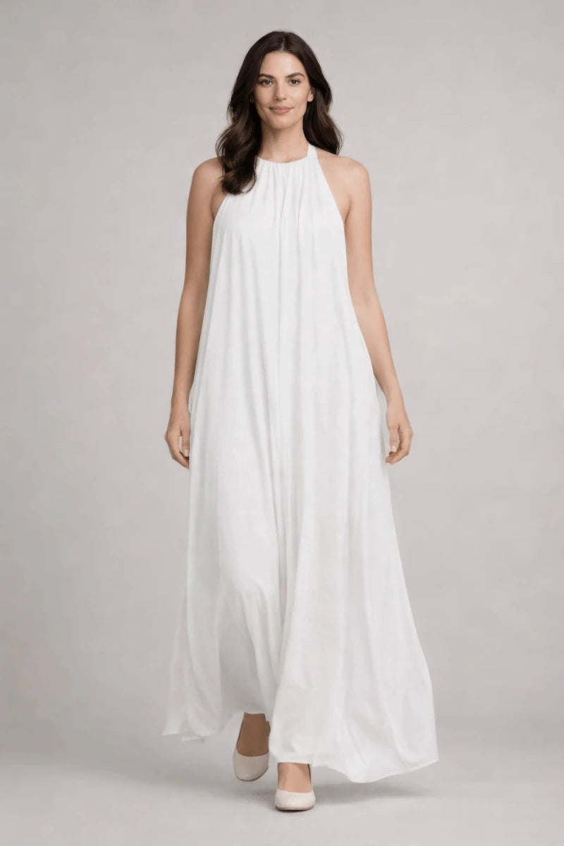 Bianco Seta Halter - Neck Maxi Dress - ELLY