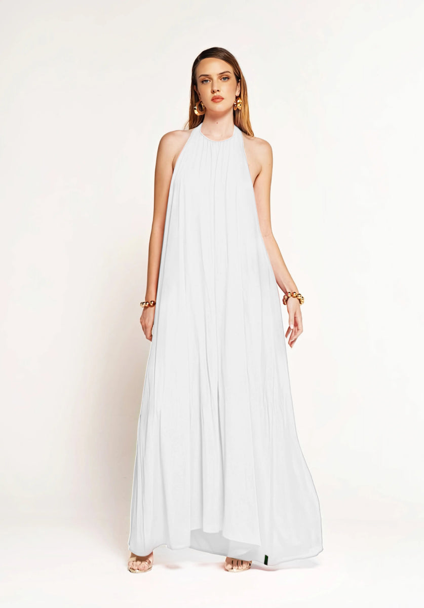 Bianco Seta Halter - Neck Maxi Dress - ELLY