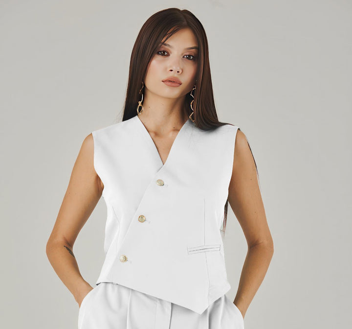 Bianco White Gilet - Timeless Chic Collection - ELLY