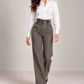 Black and White Herringbone Woven Trousers - ELLY
