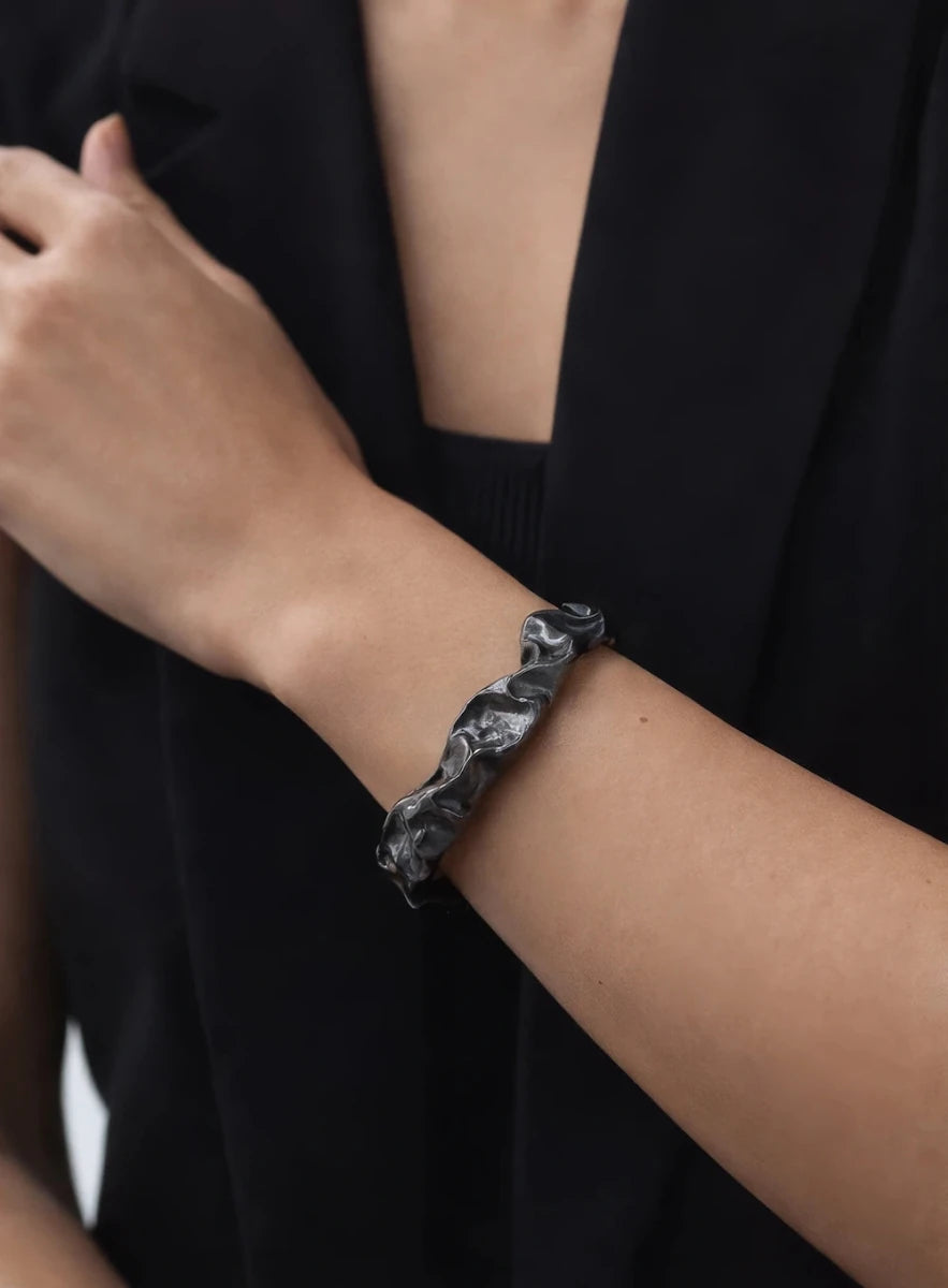 Black Copper bracelet coated in rhodium - ELLY