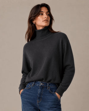 Black High Neck Sweater - ELLY