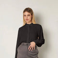 Black Scalloped Trims Shirt - ELLY