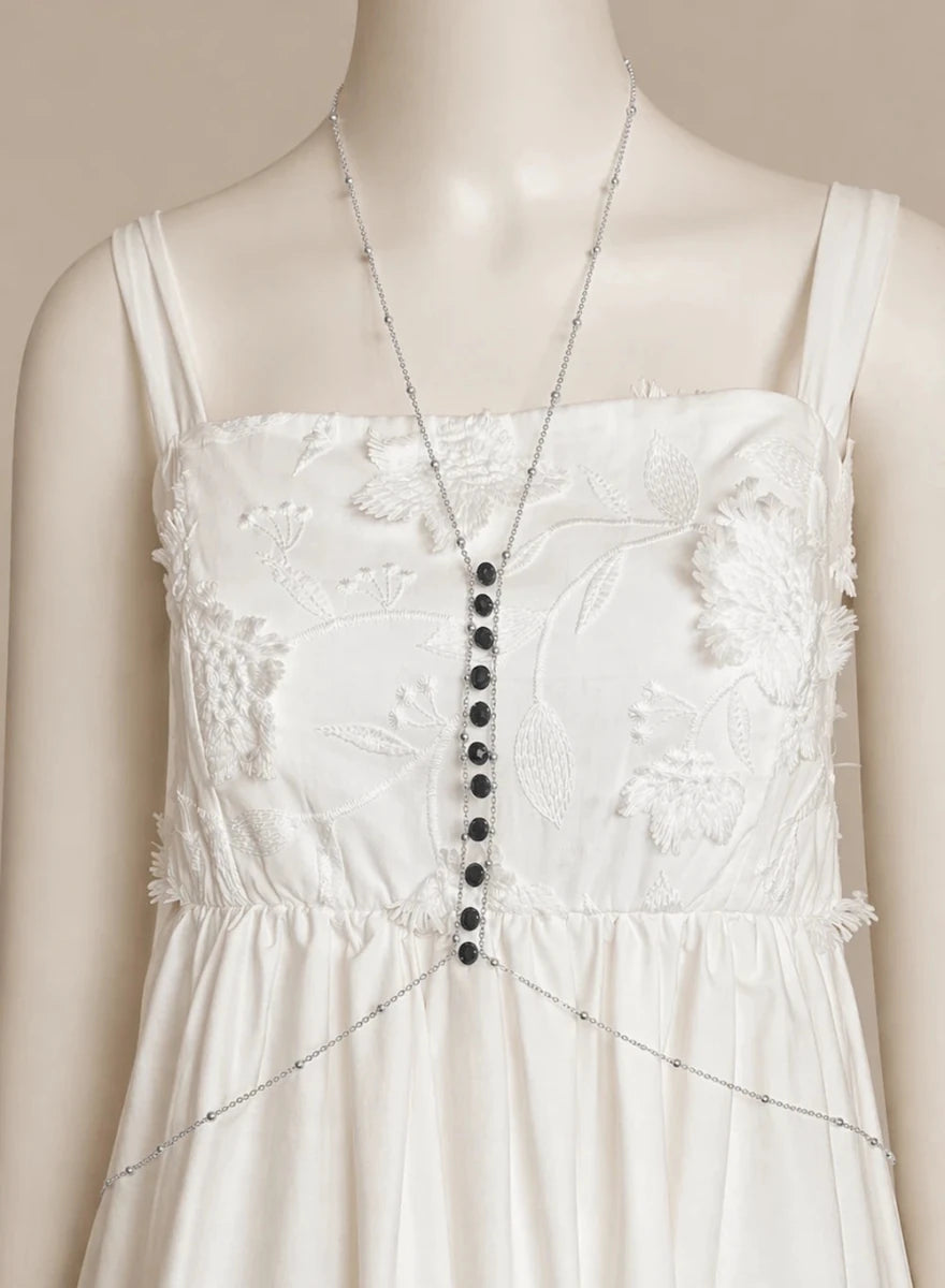 Black Stone Body Chain Necklace - ELLY