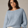 Blue Gray Oversized Knitted Sweater - ELLY