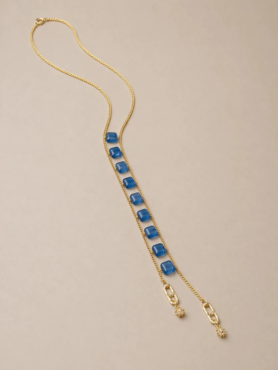 Blue Jade Double Chain Necklace - ELLY
