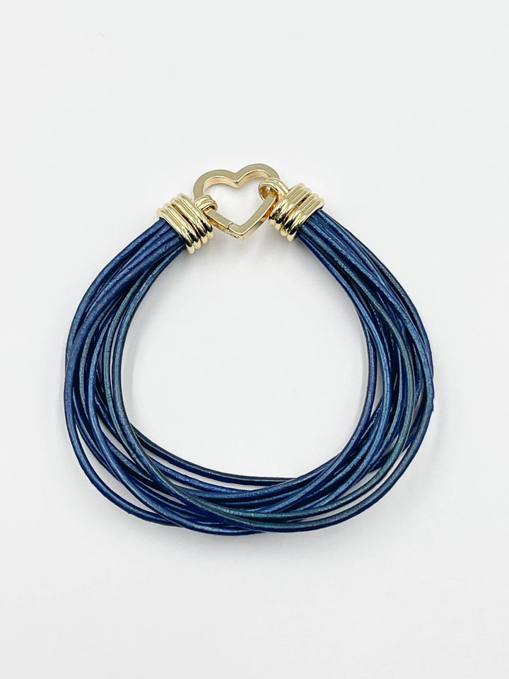 Blue Leather Bracelet - ELLY