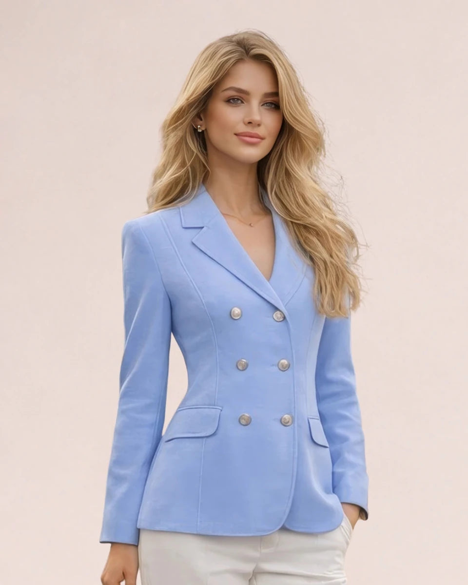 Blue Linen Blazer - ELLY