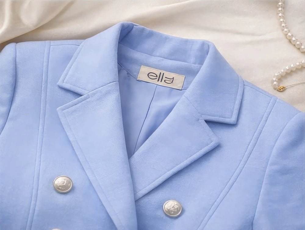 Blue Linen Blazer - ELLY