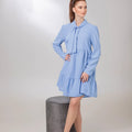 Blue Linen Dress - ELLY