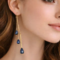 Blue Preciosa Crystal Drop Earrings – Gold - ELLY