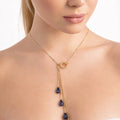 Blue Preciosa Czech Crystal Drop Necklace – Gold - ELLY