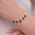 Blue Preciosa Czech Crystal Gold Drop Bracelet - ELLY