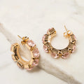Blush Rosé Crystal Hoop Earrings - ELLY