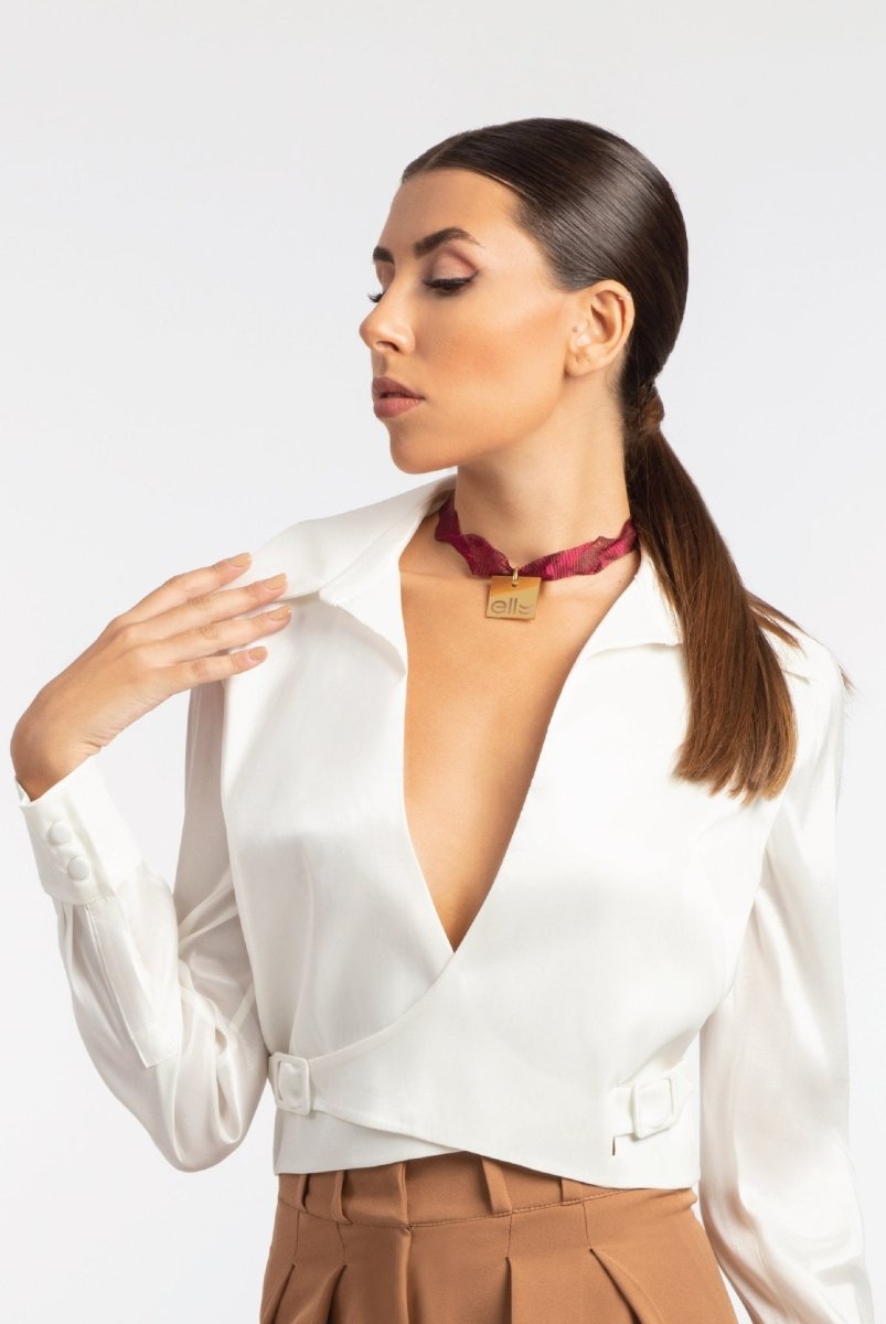 Brown Wide - Leg Pleated Pants - ELLY