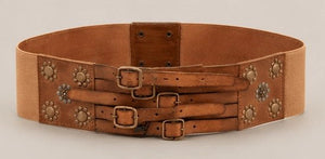 Buff Tan Multi - Buckle Statement Belt - ELLY