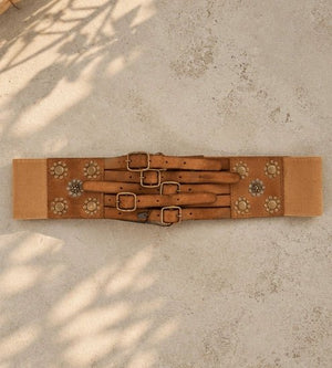 Buff Tan Multi - Buckle Statement Belt - ELLY