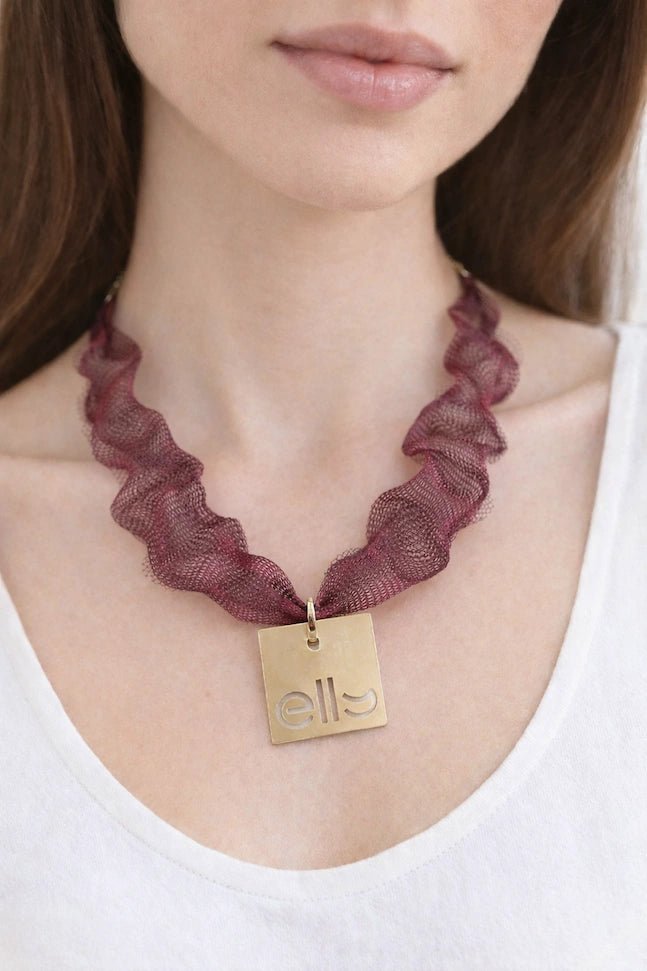 Burgundy Fil Metallic Necklace - ELLY