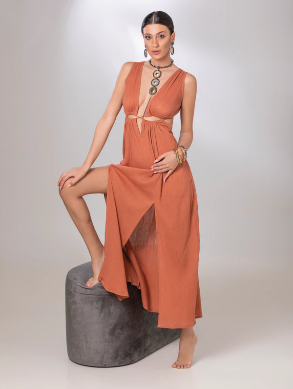 Burnt Orange Dress - ELLY