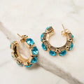 Capri Azure Crystal Hoop Earrings - ELLY