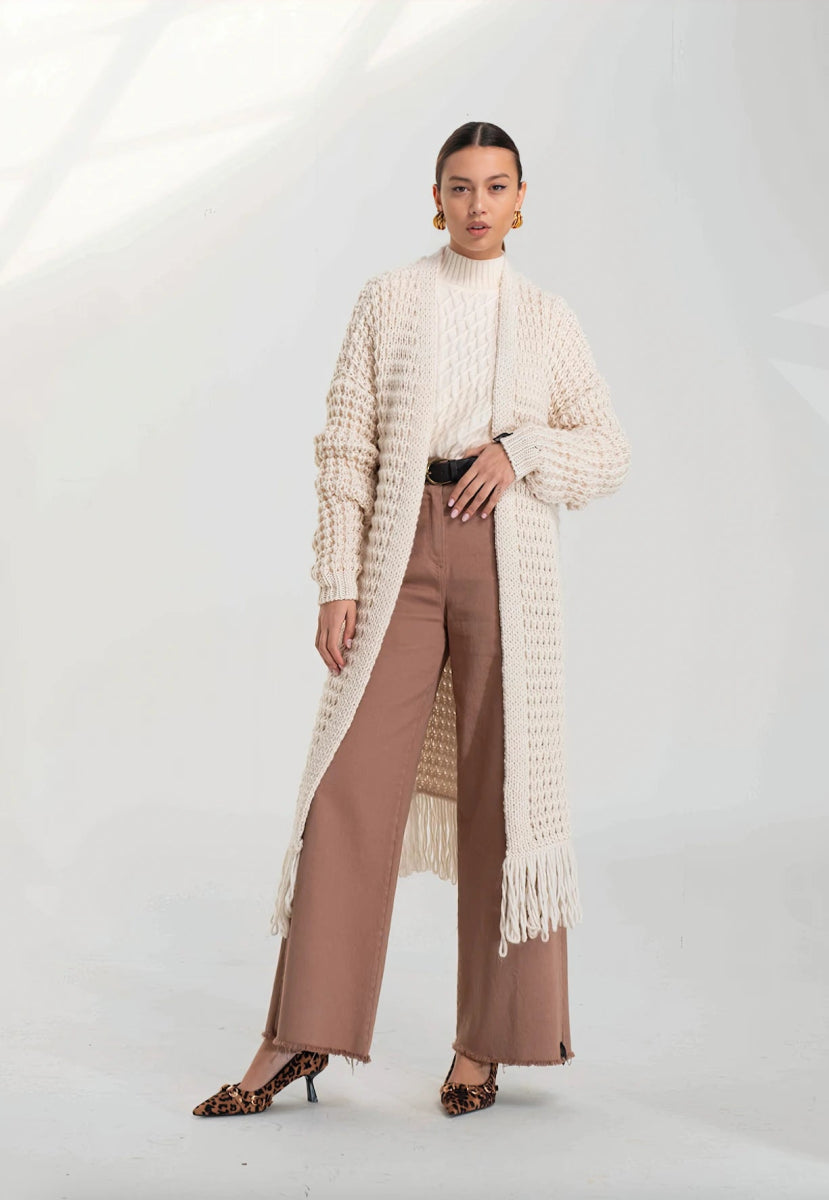 Cardigan Frangia Panna - ELLY