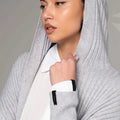 Cardigan lungo con cappuccio a coste grigio - ELLY