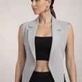 Casual Grey Freesize Lapel Vest - ELLY