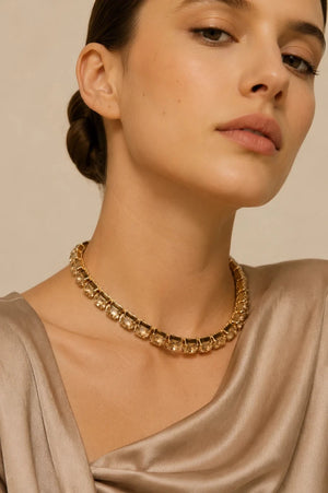 Champagne Lumière Tennis Necklace - ELLY