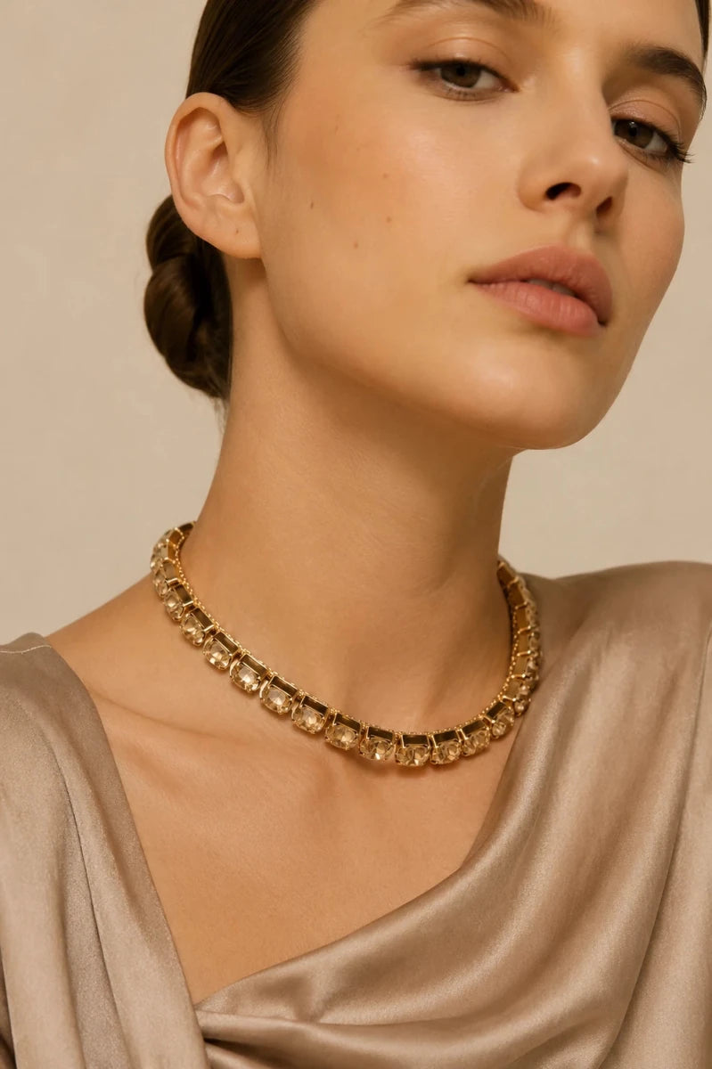 Champagne Lumière Tennis Necklace - ELLY