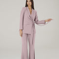 Charmé Italian-Made Tie-Front Blazer & Flared Pants Set (Cipria) - ELLY