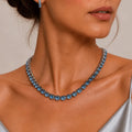 Choker Cristalli Lineari – Argento / Acqua Marina - ELLY