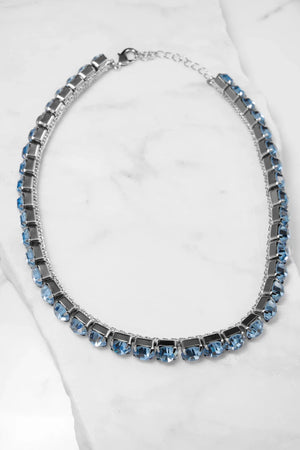 Choker Cristalli Lineari – Argento / Acqua Marina - ELLY