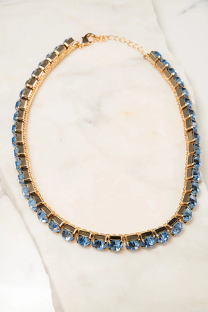 Choker Cristalli Lineari – Oro / Acqua Marina - ELLY