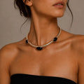 Collana Tubo Gas Oversize con Ovale Cabochon - ELLY