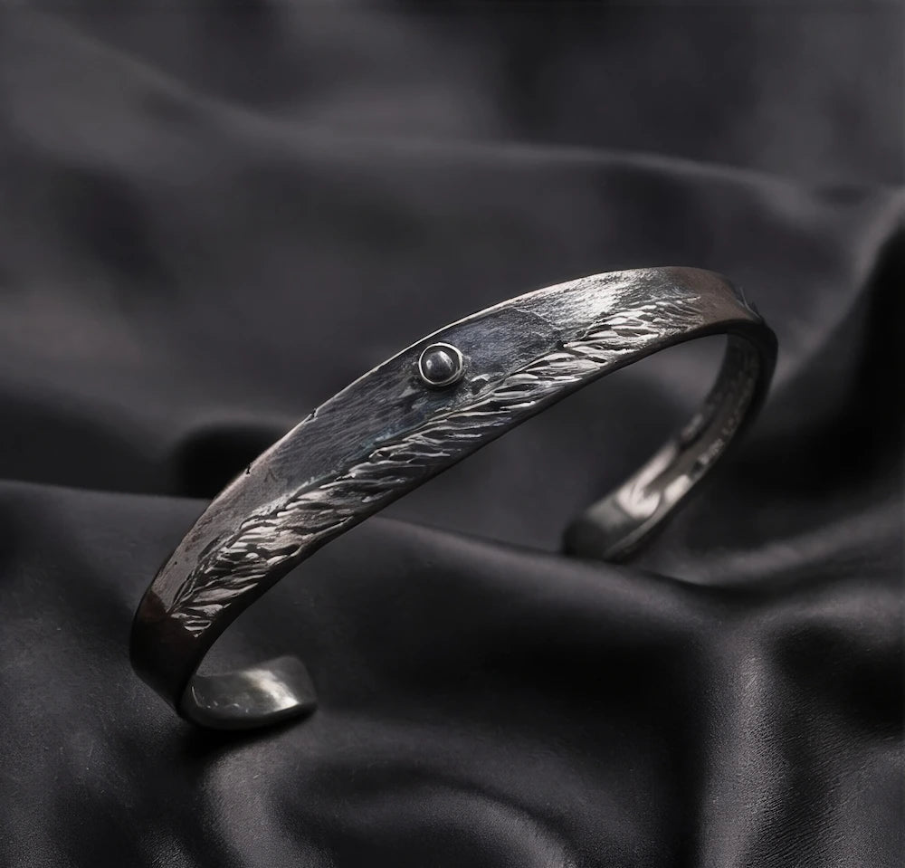 Copper bracelet coated in black rhodium - ELLY
