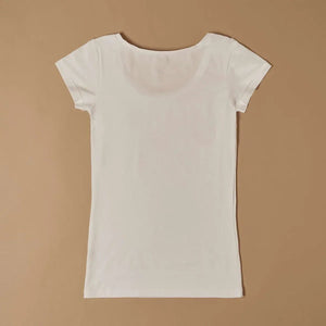 Cotton Scollo Lollo Scoop Neck T-Shirt – BIANCO - ELLY