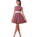 Cozy Chic Blue & Orange Gingham Flannel Midi Dress - ELLY