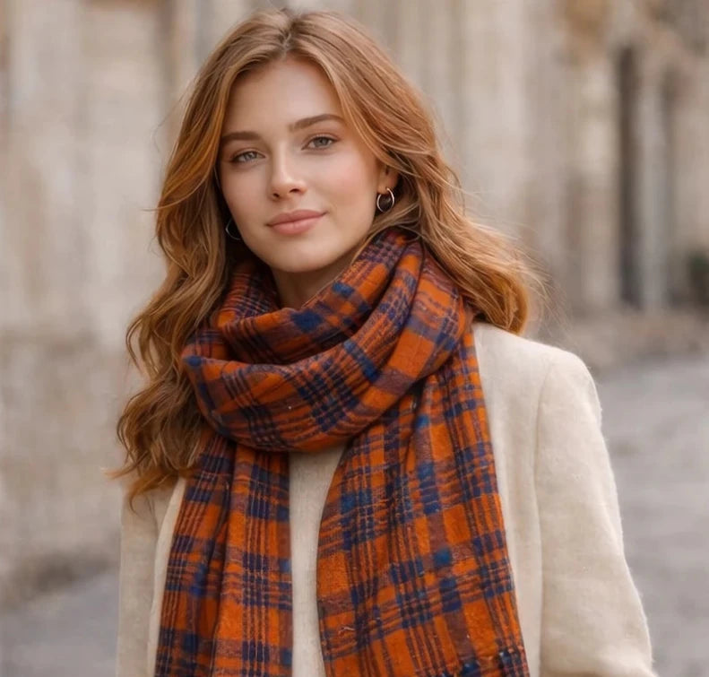 Cozy Gingham Flannel Scarf - ELLY
