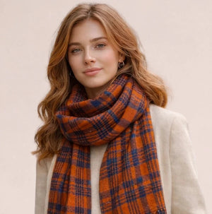 Cozy Gingham Flannel Scarf - ELLY