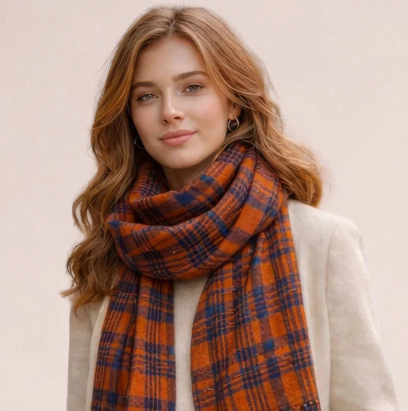 Cozy Gingham Flannel Scarf - ELLY
