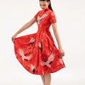 Crane Print Red Dress – ELLY - ELLY