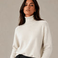 Cream High Neck Sweater - ELLY